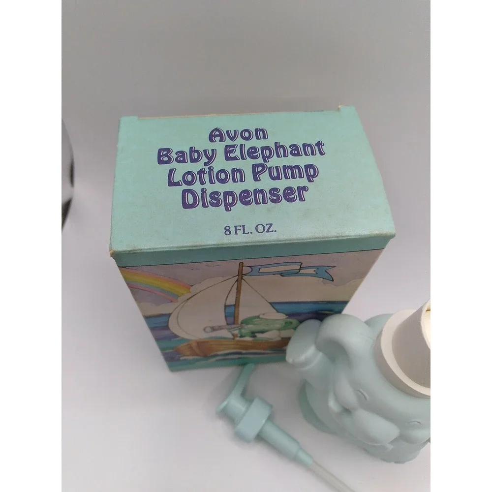 Avon Baby Elephant Lotion Pump Dispenser NEW Nursery Bathroom Decor Blue 8 oz
